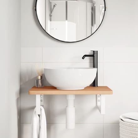 vidaXL - Badkamer - wandschap - staal - en - massief - beukenhout