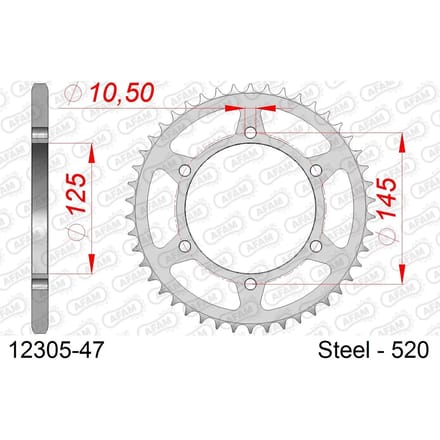 Stalen tandwiel Afam 520 47 dents