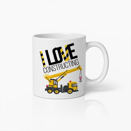 I Love Constructing Mok 330ml – Grappige Koffiebeker Cadeau voor Bouwvakkers, Ingenieurs & Constructiewerkers