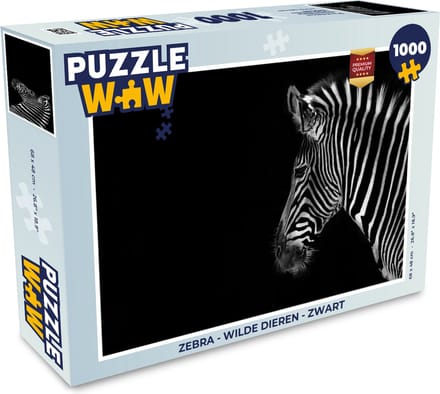 Puzzel Zebra - Wilde dieren - Zwart - Legpuzzel - Puzzel 1000 stukjes volwassenen