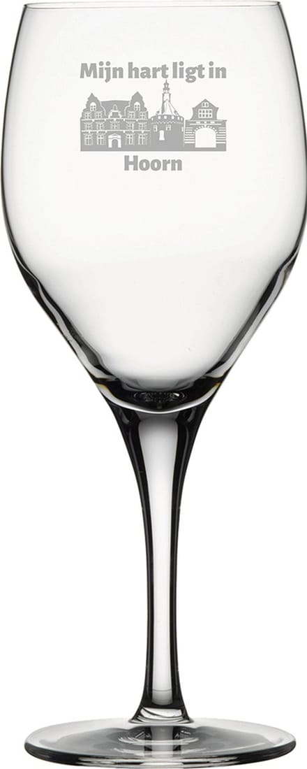 Gegraveerde witte wijnglas 34cl Hoorn