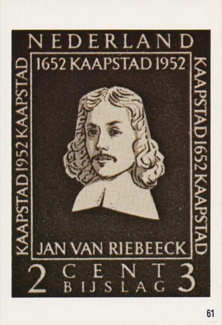Briefkaart met afbeelding Jan van Riebeeck postzegel
