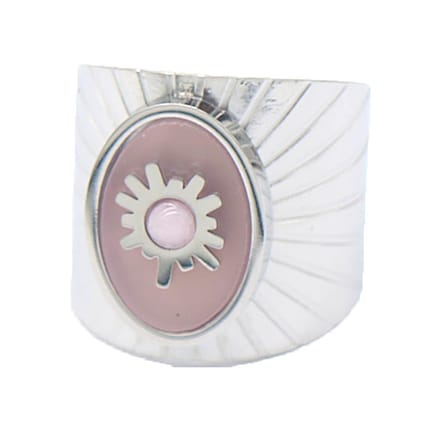 Ring met Roze Steen - RVS - One Size - Zilverkleurig