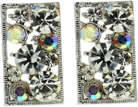 Rechthoekige oorsteker met steentjes - Behave - Sparkling mode-accessoire