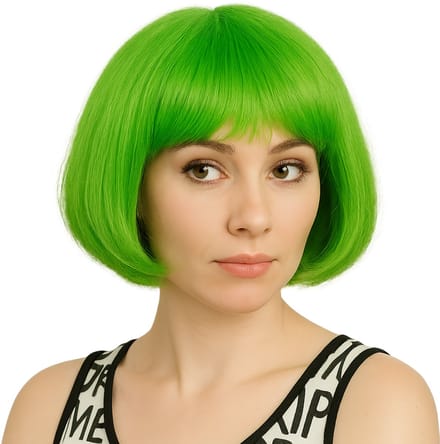 Groene Boblijn Pruik – Feest & Verkleed – Fluorescerend Groen – One Size