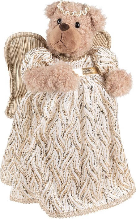 Clayre & Eef Kerstdecoratie Beer 40 cm Beige Goudkleurig Kunststof