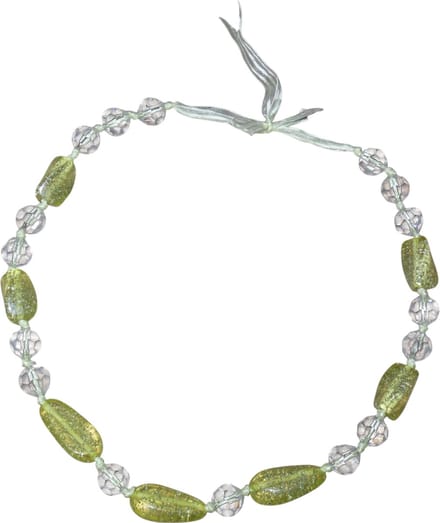 Ketting met stenen en bolletjes geel-transparant