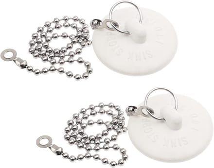 Badstop Set - Afvoerpluggen - Water Dicht Maken - Met Ketting - 2 Stuks - Wit