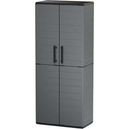Hoge kast - TOOD - 2 deuren + 3 polypropyleen planken - 68 x 37 x H.163 cm - Grijs