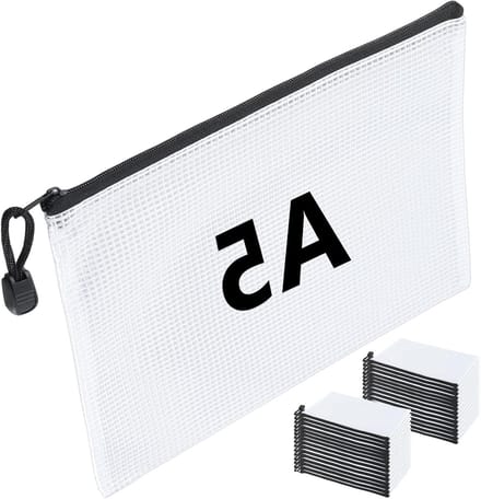 30 Stuks A5 Plastic Mappen, Mesh Zipper Pouches voor Documenten, Papieren en Knutselmaterialen
