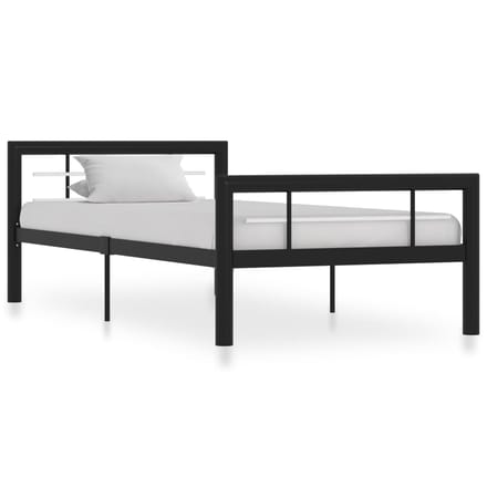vidaXL - Bedframe - metaal - zwart - en - wit - 100x200 - cm