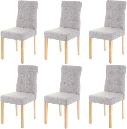 Set van 6 eetkamerstoelen MCW-E58, eetkamerstoelen ~ stof/textiel grijs, lichte poten