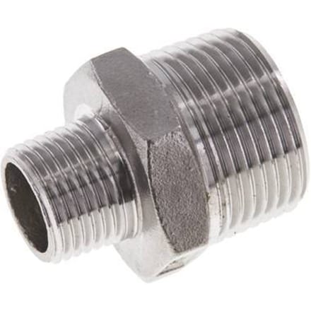 1/2'' NPT x 1'' NPT RVS Borstnippel 16 Bar