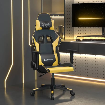 vidaXL - Massage - gamestoel - kunstleer - zwart - en - goudkleurig