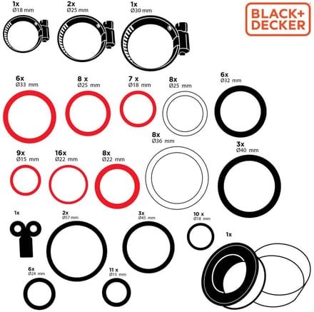 Black&decker Luchtslangset 18-delig
