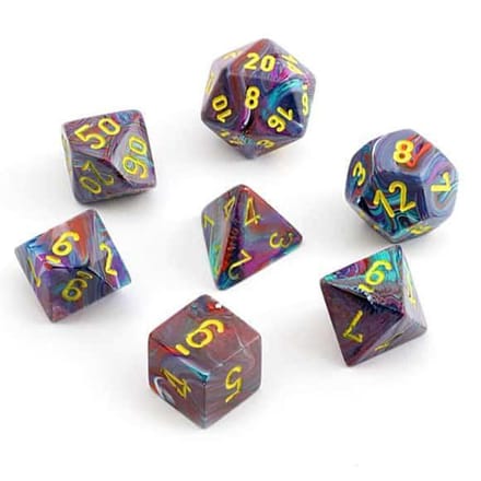 Chessex Feestelijk Mozaïek/gele Polydice Dobbelsteenset (7 stuks)
