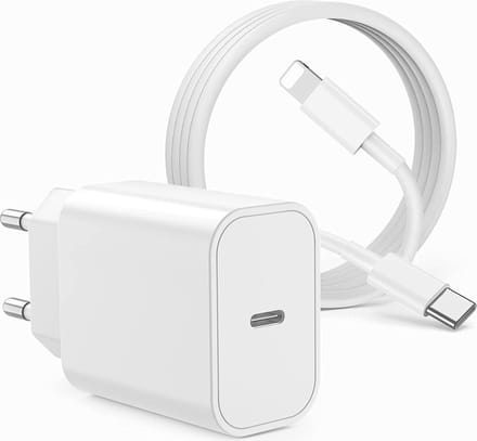20w usb-C Power Adapter geschikt voor iPhone / iPad / AirPods - Lightning naar usb-C - 1 Meter - Wit