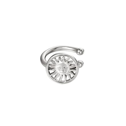 Earcuff - zonnig gezicht - zilverkleurig - RVS