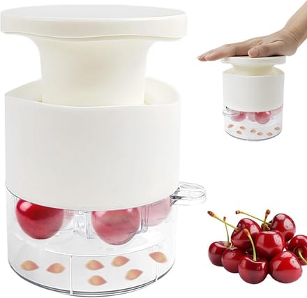 Kersenpitverwijderaar - Ontpitter Keuken - Jam en Taart - 7 Kersen Tegelijk - 15 x 10 cm - Wit