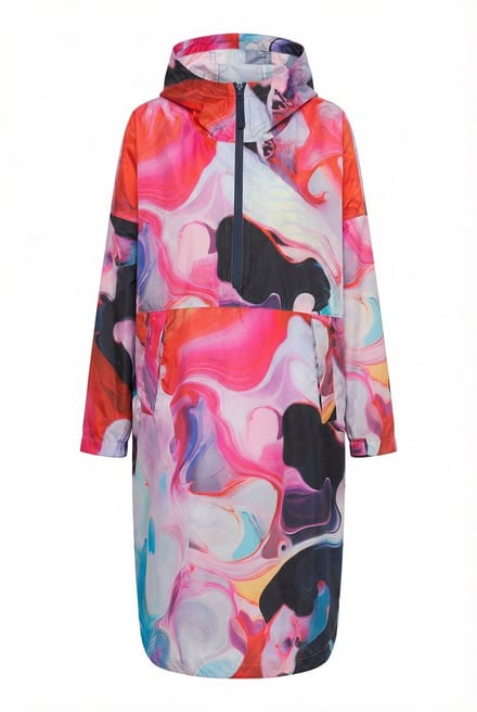 Laurasøn - Dames - Functionele regencape unisex print capuchon - Flamingo - Maat 1
