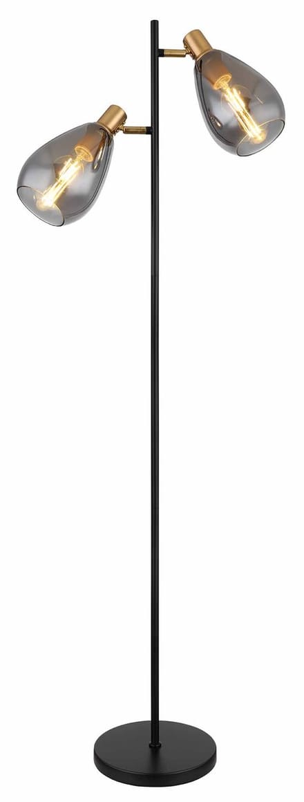 Vloerlamp HUBERTUS Glas 154.0cm Matt zwart | Smoked E14 3-Lichts