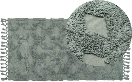KARS - Laagpolig vloerkleed - Groen - 80 x 150 cm - Katoen