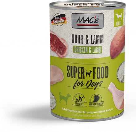 MAC’s Hondenvoer Natvoer Blik - 70% Kip & Lam - 6 x 400g