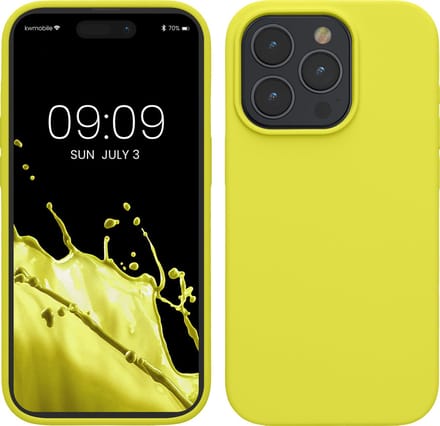 kwmobile Case voor iPhone 15 Pro - Slank TPU-Hoesje met Zachte Afwerking - In citroengeel
