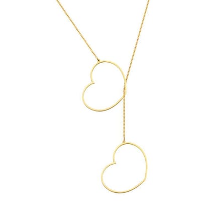 Ketting met twee harten | Goudkleurig | AG925
