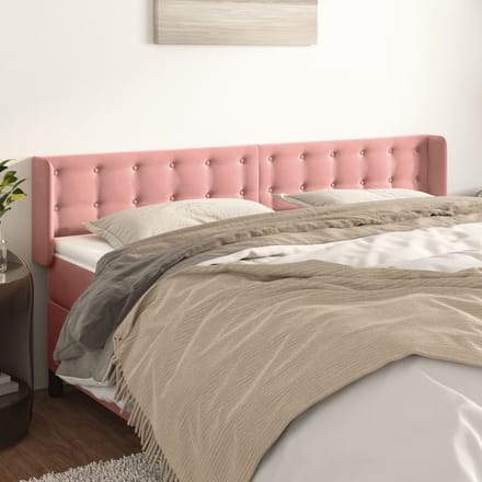 vidaXL - Hoofdbord - met - randen - 163x16x78/88 - cm - fluweel - roze