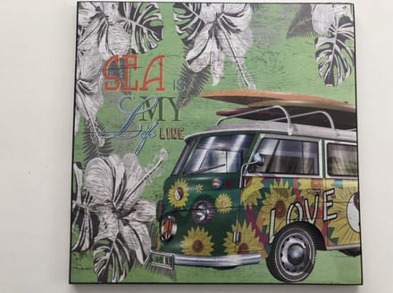 Wandbord mdf bus "sea is my life line" groen