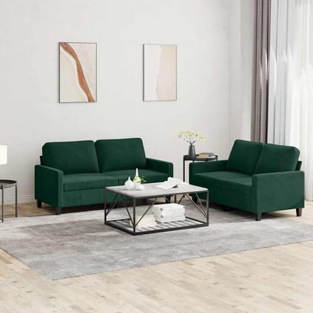 vidaXL - 2-delige - Loungeset - met - kussens - fluweel - donkergroen