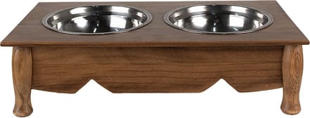 Clayre & Eef Voerbak hond 2x500 ml Bruin Hout