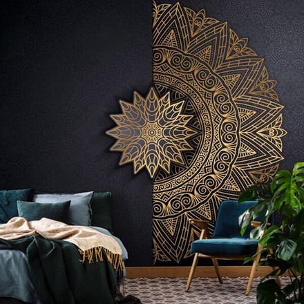 Fotobehang - Vliesbehang - Gouden Mandala - 254 x 184 cm