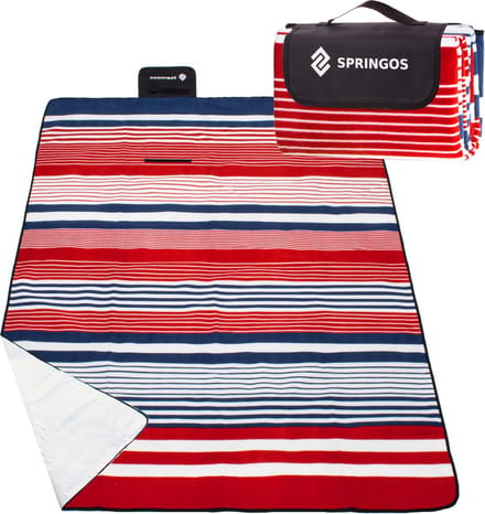 Springos Picknickkleed | Picknickdeken | Buitenkleed | Picknick | 200 x 160 cm | Blauw/Wit/Rood