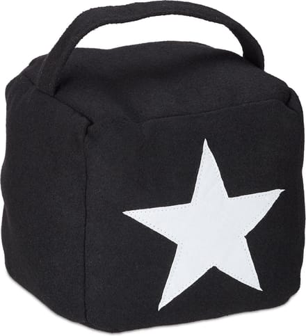 deurstopper ster - met handvat - stof - 20 x 15 x 15 cm - zwart