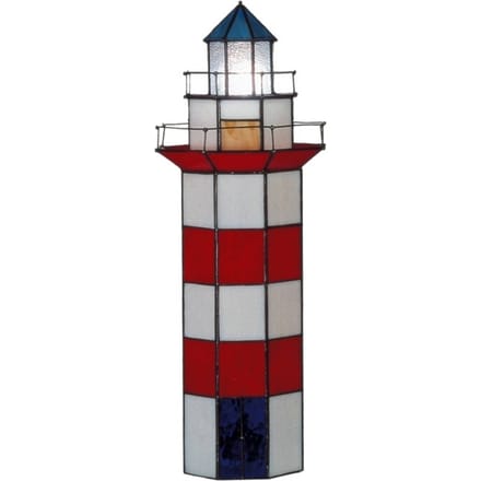 Lumilamp Tiffany Tafellamp Vuurtoren 21x56 cm Rood Wit Glas