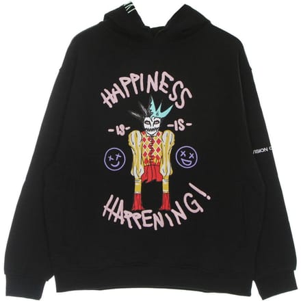 Lichtgewicht herensweatshirt met capuchon, oversized capuchon met poppenprint, zwart