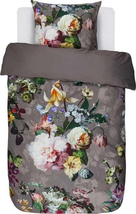 Essenza Fleur Dekbedovertrek Katoensatijn Taupe - Eenpersoons – 140x200/220 cm