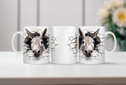 Koffiemok 3d boerderijdieren ezel