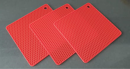 Pannen onderzetter -  Rood - Vierkant - 18 x 18cm _ 3 Stuks