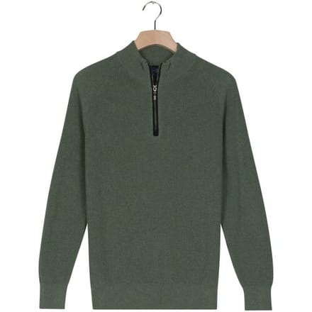 Baileys Trui Uni Color Cotton Half Zip Half Cardigan Knit Dark Forest / male