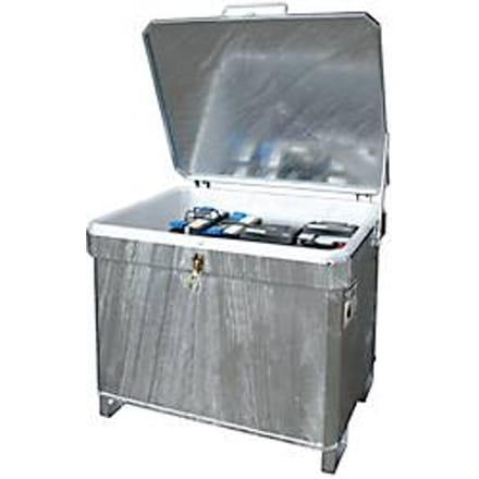 Batterijafvalcontainer BAUER SAP 601 K, staalplaat, thermisch verzinkt, afsluitbaar, stapelbaar, B 1120 x D 960 x H 920 mm