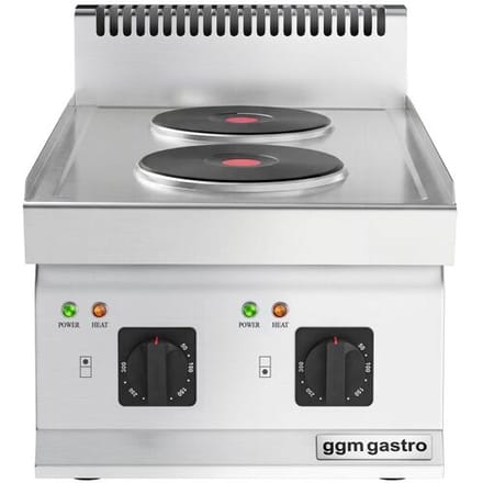 GGM Gastro Elektroherd - 4 kW - 2 Platten Rund Zilver