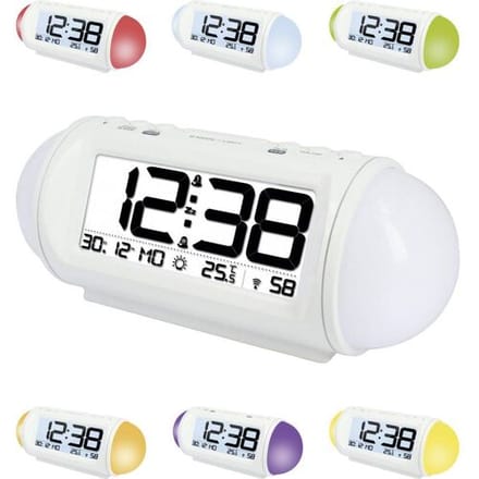 Techno Line WT 499 Wekker Zendergestuurd Wit Alarmtijden 2