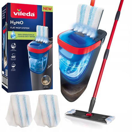 Vileda H2Pro Flatmop Systeem met 2 navullingen - twee reservoirs - 2 microvezelopzetstukken