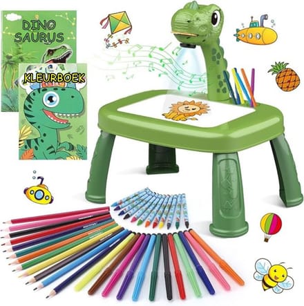 Florixa® Tekenprojector Kinderen - Tekenprojector - Kinder Tekenprojector - met Tafeletje - Groen - 10cm x 39cm x 33cm