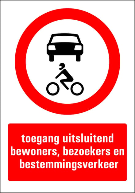 Toegang uitsluitend bestemmingsverkeer sticker 210 x 297 mm