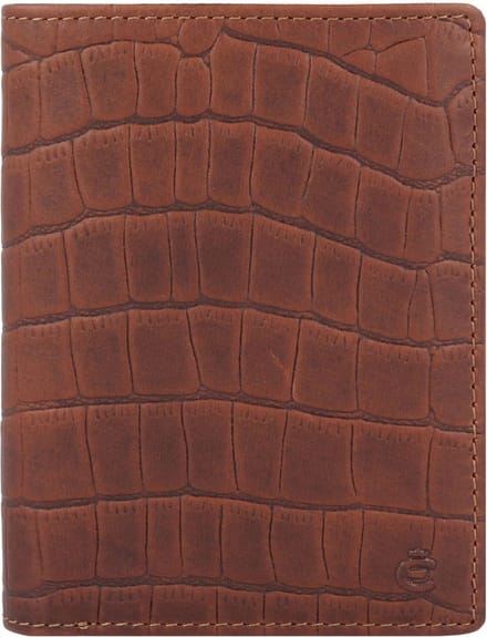 Esquire Leren Portemonnee Dallas Croco Portrait Wallet Brown Bruine
