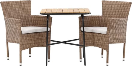 Holmbeck tuinmeubelset tafel, 2 stoelen naturel.